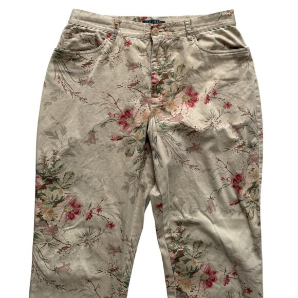 Lauren Ralph Lauren Womens Floral Pants 12P Feminine Multicolor Chic Pockets - Picture 3 of 6